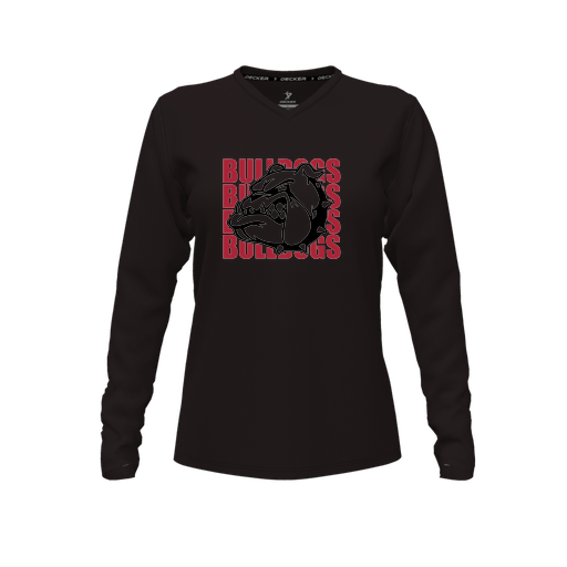 [CUS-DFW-TEES-CMF-VNK-LSL-BLK-FYXS-LOGO1] Comfort T-Shirt (Female Youth XS, Black, V Neck, Logo 1, Long Sleeve)