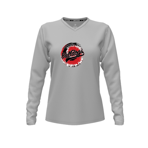 [CUS-DFW-TEES-PER-VNK-LSL-GRY-FYXS-LOGO2] Performance T-Shirt (Female Youth XS, Gray, V Neck, Logo 2, Long Sleeve)