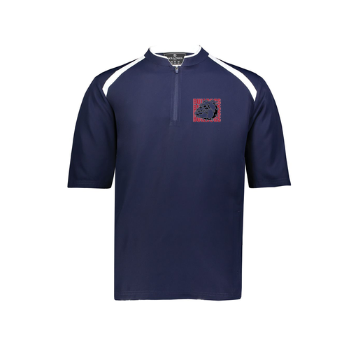 [229581-AS-NVY-LOGO1] Men's Dugout Short Sleeve Pullover (Adult S, Navy, Logo 1)