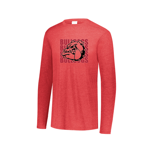[FTLCUBRD-AXS-LOGO1] Decker Men's Tri-Blend T-Shirt - Long Sleeve (Adult XS, Red, Logo 1)