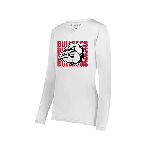 [222824.005.S-LOGO1] Ladies LS Smooth Sport Shirt (Female Adult S, White, Logo 1)