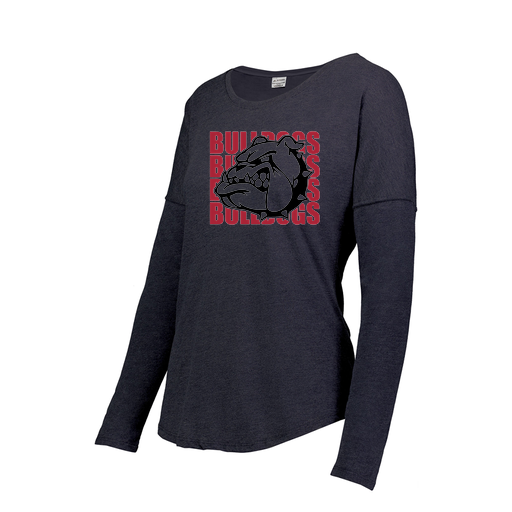 [3077.72N.XS-LOGO1] Ladies LS Ultra-blend T-Shirt (Female Adult XS, Navy, Logo 1)